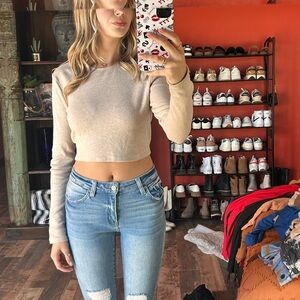 F21 Tan backless long sleeve